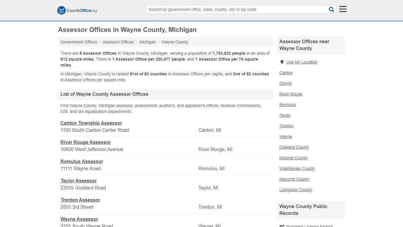 Assessor Offices in Wayne County, Michigan - County Office